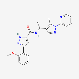 molecular formula C22H22N6O2 B5955659 3-(2-methoxyphenyl)-N-[1-(5-methyl-1-pyridin-2-ylpyrazol-4-yl)ethyl]-1H-pyrazole-5-carboxamide 