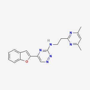 5-(1-benzofuran-2-yl)-N-[2-(4,6-dimethylpyrimidin-2-yl)ethyl]-1,2,4-triazin-3-amine