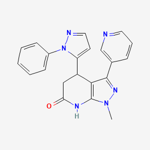 molecular formula C21H18N6O B5955776 1-methyl-4-(1-phenyl-1H-pyrazol-5-yl)-3-pyridin-3-yl-1,4,5,7-tetrahydro-6H-pyrazolo[3,4-b]pyridin-6-one 