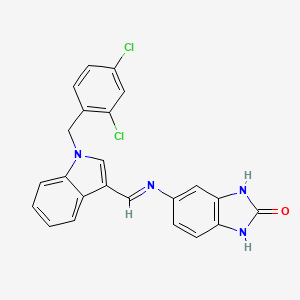 molecular formula C23H16Cl2N4O B5955784 5-[[1-[(2,4-Dichlorophenyl)methyl]indol-3-yl]methylideneamino]-1,3-dihydrobenzimidazol-2-one 