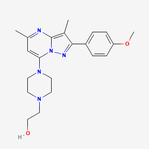 molecular formula C21H27N5O2 B5955824 2-{4-[2-(4-Methoxyphenyl)-3,5-dimethylpyrazolo[1,5-a]pyrimidin-7-yl]piperazin-1-yl}ethanol 