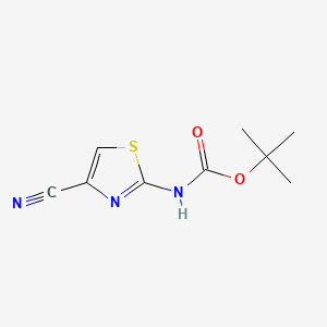 molecular formula C9H11N3O2S B595583 N-Boc-2-氨基-4-氰基噻唑 CAS No. 1210278-19-5