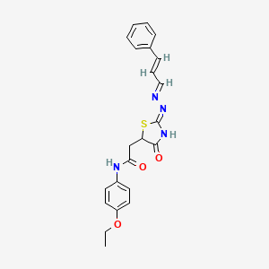 N-(4-ethoxyphenyl)-2-[(2Z)-4-oxo-2-[(E)-[(E)-3-phenylprop-2-enylidene]hydrazinylidene]-1,3-thiazolidin-5-yl]acetamide