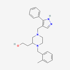 molecular formula C24H30N4O B5955957 2-[1-[(2-methylphenyl)methyl]-4-[(5-phenyl-1H-pyrazol-4-yl)methyl]piperazin-2-yl]ethanol 