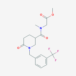 molecular formula C18H21F3N2O4 B5955974 methyl N-methyl-N-({6-oxo-1-[3-(trifluoromethyl)benzyl]-3-piperidinyl}carbonyl)glycinate 