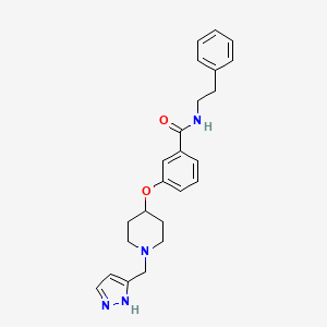 molecular formula C24H28N4O2 B5955999 N-(2-phenylethyl)-3-[1-(1H-pyrazol-5-ylmethyl)piperidin-4-yl]oxybenzamide 