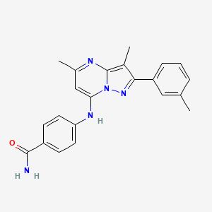 4-{[3,5-dimethyl-2-(3-methylphenyl)pyrazolo[1,5-a]pyrimidin-7-yl]amino}benzamide