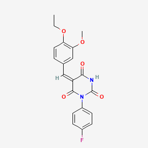 (5E)-5-(4-ethoxy-3-methoxybenzylidene)-1-(4-fluorophenyl)pyrimidine-2,4,6(1H,3H,5H)-trione