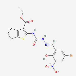 ethyl 2-({[2-(5-bromo-2-hydroxy-3-nitrobenzylidene)hydrazino]carbonyl}amino)-5,6-dihydro-4H-cyclopenta[b]thiophene-3-carboxylate