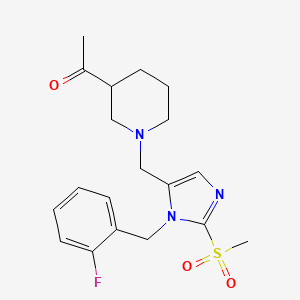 molecular formula C19H24FN3O3S B5956141 1-(1-{[1-(2-fluorobenzyl)-2-(methylsulfonyl)-1H-imidazol-5-yl]methyl}-3-piperidinyl)ethanone 