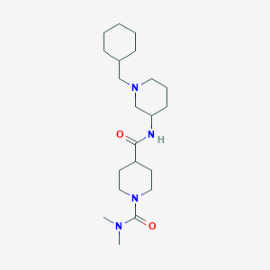 molecular formula C21H38N4O2 B5956183 4-N-[1-(cyclohexylmethyl)piperidin-3-yl]-1-N,1-N-dimethylpiperidine-1,4-dicarboxamide 