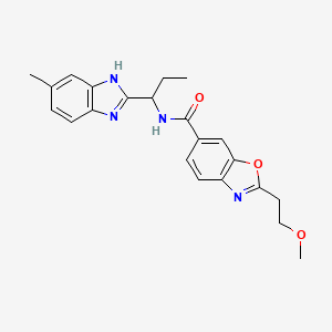 molecular formula C22H24N4O3 B5956210 2-(2-methoxyethyl)-N-[1-(5-methyl-1H-benzimidazol-2-yl)propyl]-1,3-benzoxazole-6-carboxamide 