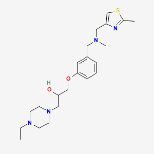 molecular formula C22H34N4O2S B5956292 1-(4-ethyl-1-piperazinyl)-3-[3-({methyl[(2-methyl-1,3-thiazol-4-yl)methyl]amino}methyl)phenoxy]-2-propanol 