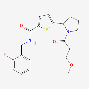 molecular formula C20H23FN2O3S B5956340 N-(2-fluorobenzyl)-5-[1-(3-methoxypropanoyl)-2-pyrrolidinyl]-2-thiophenecarboxamide 