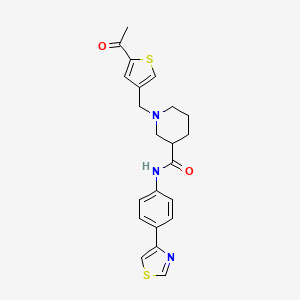 molecular formula C22H23N3O2S2 B5956358 1-[(5-acetyl-3-thienyl)methyl]-N-[4-(1,3-thiazol-4-yl)phenyl]-3-piperidinecarboxamide 