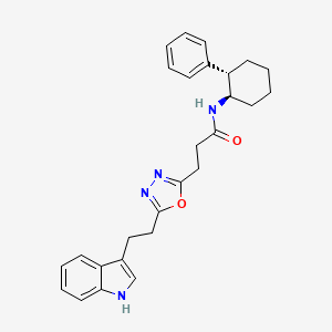 molecular formula C27H30N4O2 B5956364 3-{5-[2-(1H-indol-3-yl)ethyl]-1,3,4-oxadiazol-2-yl}-N-[(1R*,2S*)-2-phenylcyclohexyl]propanamide 