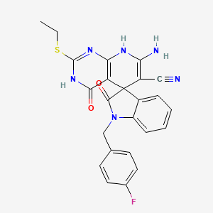 molecular formula C24H19FN6O2S B5956372 7'-AMINO-2'-(ETHYLTHIO)-1-(4-FLUOROBENZYL)-2,4'-DIOXO-1,2,4',8'-TETRAHYDRO-3'{H}-SPIRO[INDOLE-3,5'-PYRIDO[2,3-{D}]PYRIMIDINE]-6'-CARBONITRILE 