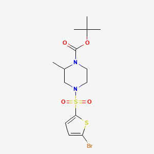 molecular formula C14H21BrN2O4S2 B595641 4-(5-Bromo-thiophene-2-sulfonyl)-2-methyl-piperazine-1-carboxylic acid tert-butyl ester CAS No. 1261234-91-6