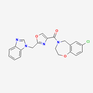 molecular formula C21H17ClN4O3 B5956422 [2-(benzimidazol-1-ylmethyl)-1,3-oxazol-4-yl]-(7-chloro-3,5-dihydro-2H-1,4-benzoxazepin-4-yl)methanone 