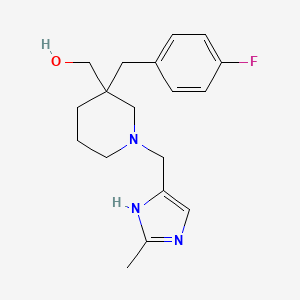 molecular formula C18H24FN3O B5956428 [3-[(4-fluorophenyl)methyl]-1-[(2-methyl-1H-imidazol-5-yl)methyl]piperidin-3-yl]methanol 