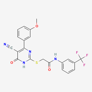 molecular formula C21H15F3N4O3S B5956451 2-{[5-cyano-4-(3-methoxyphenyl)-6-oxo-1,6-dihydropyrimidin-2-yl]sulfanyl}-N-[3-(trifluoromethyl)phenyl]acetamide 