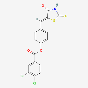 molecular formula C17H9Cl2NO3S2 B5956477 4-[(Z)-(4-oxo-2-thioxo-1,3-thiazolidin-5-ylidene)methyl]phenyl 3,4-dichlorobenzoate 