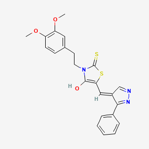 3-[2-(3,4-dimethoxyphenyl)ethyl]-5-[(3-phenyl-1H-pyrazol-4-yl)methylene]-2-thioxo-1,3-thiazolidin-4-one