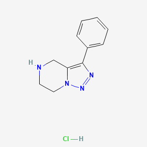 molecular formula C11H13ClN4 B595653 3-苯基-4,5,6,7-四氢-1,2,3-三唑并[1,5-A]哒嗪盐酸盐 CAS No. 1245782-72-2