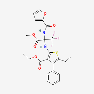 molecular formula C24H23F3N2O6S B5956531 ETHYL 5-ETHYL-4-PHENYL-2-({1,1,1-TRIFLUORO-2-[(FURAN-2-YL)FORMAMIDO]-3-METHOXY-3-OXOPROPAN-2-YL}AMINO)THIOPHENE-3-CARBOXYLATE 