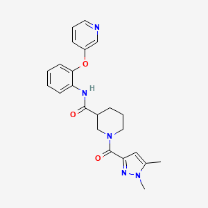 molecular formula C23H25N5O3 B5956533 1-[(1,5-dimethyl-1H-pyrazol-3-yl)carbonyl]-N-[2-(3-pyridinyloxy)phenyl]-3-piperidinecarboxamide 