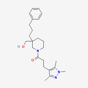 {3-(3-phenylpropyl)-1-[3-(1,3,5-trimethyl-1H-pyrazol-4-yl)propanoyl]-3-piperidinyl}methanol