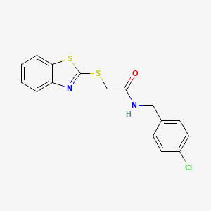 molecular formula C16H13ClN2OS2 B5956553 2-(13-BENZOTHIAZOL-2-YLSULFANYL)-N-[(4-CHLOROPHENYL)METHYL]ACETAMIDE 