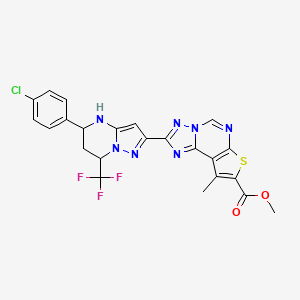 molecular formula C23H17ClF3N7O2S B5956572 methyl 2-[5-(4-chlorophenyl)-7-(trifluoromethyl)-4,5,6,7-tetrahydropyrazolo[1,5-a]pyrimidin-2-yl]-9-methylthieno[3,2-e][1,2,4]triazolo[1,5-c]pyrimidine-8-carboxylate 