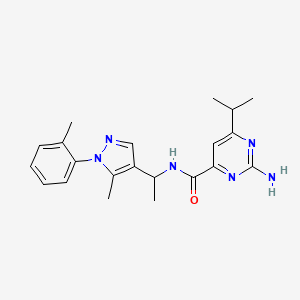 molecular formula C21H26N6O B5956609 2-amino-N-[1-[5-methyl-1-(2-methylphenyl)pyrazol-4-yl]ethyl]-6-propan-2-ylpyrimidine-4-carboxamide 