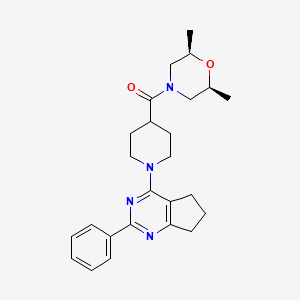 molecular formula C25H32N4O2 B5956633 4-(4-{[(2R*,6S*)-2,6-dimethyl-4-morpholinyl]carbonyl}-1-piperidinyl)-2-phenyl-6,7-dihydro-5H-cyclopenta[d]pyrimidine 