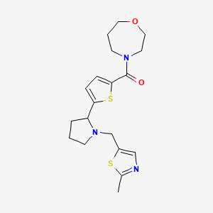 molecular formula C19H25N3O2S2 B5956643 [5-[1-[(2-Methyl-1,3-thiazol-5-yl)methyl]pyrrolidin-2-yl]thiophen-2-yl]-(1,4-oxazepan-4-yl)methanone 