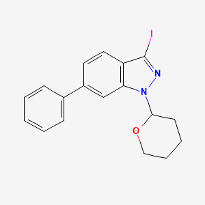 molecular formula C18H17IN2O B595665 3-Iodo-6-phenyl-1-(tetrahydro-2H-pyran-2-yl)-1H-indazole CAS No. 1260842-73-6