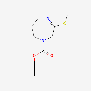 molecular formula C11H20N2O2S B595670 Tert-butyl 3-methylsulfanyl-2,5,6,7-tetrahydro-1,4-diazepine-1-carboxylate CAS No. 1268521-77-2
