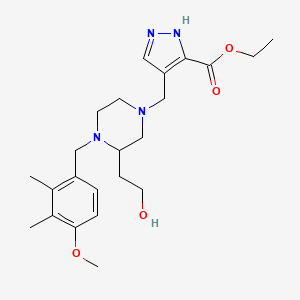 ethyl 4-{[3-(2-hydroxyethyl)-4-(4-methoxy-2,3-dimethylbenzyl)-1-piperazinyl]methyl}-1H-pyrazole-3-carboxylate