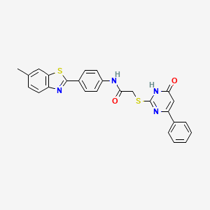 molecular formula C26H20N4O2S2 B5956738 N-[4-(6-methyl-1,3-benzothiazol-2-yl)phenyl]-2-[(6-oxo-4-phenyl-1,6-dihydropyrimidin-2-yl)sulfanyl]acetamide 