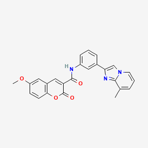 molecular formula C25H19N3O4 B5956751 6-Methoxy-N-(3-{8-methylimidazo[1,2-A]pyridin-2-YL}phenyl)-2-oxo-2H-chromene-3-carboxamide 