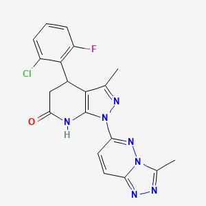 molecular formula C19H15ClFN7O B5956771 4-(2-CHLORO-6-FLUOROPHENYL)-3-METHYL-1-{3-METHYL-[1,2,4]TRIAZOLO[4,3-B]PYRIDAZIN-6-YL}-1H,4H,5H,6H,7H-PYRAZOLO[3,4-B]PYRIDIN-6-ONE 