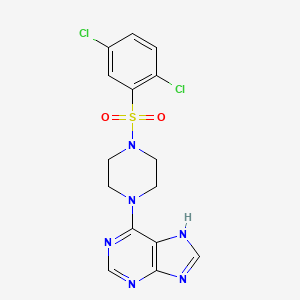 molecular formula C15H14Cl2N6O2S B5956815 6-{4-[(2,5-dichlorophenyl)sulfonyl]piperazin-1-yl}-9H-purine 