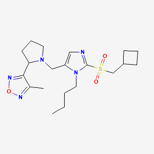 molecular formula C20H31N5O3S B5956828 3-[1-({1-butyl-2-[(cyclobutylmethyl)sulfonyl]-1H-imidazol-5-yl}methyl)-2-pyrrolidinyl]-4-methyl-1,2,5-oxadiazole 