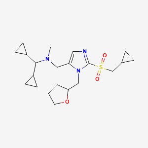 molecular formula C21H33N3O3S B5956911 1,1-dicyclopropyl-N-{[2-[(cyclopropylmethyl)sulfonyl]-1-(tetrahydro-2-furanylmethyl)-1H-imidazol-5-yl]methyl}-N-methylmethanamine 