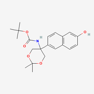 molecular formula C21H27NO5 B595703 Tert-butyl 5-(6-hydroxynaphthalen-2-yl)-2,2-dimethyl-1,3-dioxan-5-ylcarbamate CAS No. 1206676-79-0