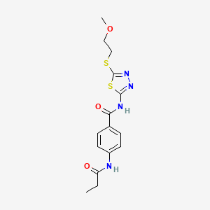 N-{5-[(2-METHOXYETHYL)SULFANYL]-1,3,4-THIADIAZOL-2-YL}-4-PROPANAMIDOBENZAMIDE