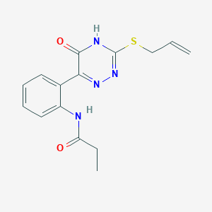 molecular formula C15H16N4O2S B5957059 N-{2-[3-(allylthio)-5-hydroxy-1,2,4-triazin-6-yl]phenyl}propanamide 