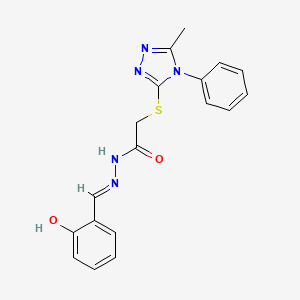 molecular formula C18H17N5O2S B5957143 N-[(E)-(2-hydroxyphenyl)methylideneamino]-2-[(5-methyl-4-phenyl-1,2,4-triazol-3-yl)sulfanyl]acetamide 