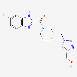 molecular formula C17H19FN6O2 B5957176 [1-({1-[(6-fluoro-1H-benzimidazol-2-yl)carbonyl]-3-piperidinyl}methyl)-1H-1,2,3-triazol-4-yl]methanol trifluoroacetate (salt) 